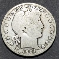 1901-S Barber Half Dollar - Scarce Date - 3K Exist