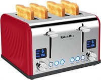 Toaster 4 Slice, KitchMix Bagel Stainless Toaster