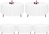 (5 Pack - 90 inch - white)  Round Tablecloth 90
