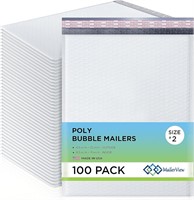 White 8.5x12 Poly Bubble Mailers #2  100 Pack