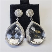 $500, S.Silver with Genuine Quartz Large Earrings