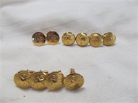 5 Pair Brass Cufflinks - Texas / Railroad / Cannon