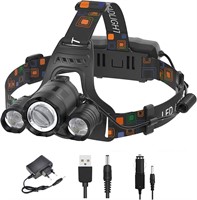 Sequpr Headlamp USB Rechargeable Outdoor 3 LED