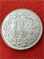 1963-B Silver Switzerland 1Fr. Foreign Coin