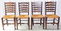 Antique Set of Four Lancashire Ladderback Chairs