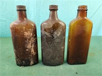 Brown glass apothecary bottles vintage