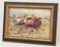 C M Russell Western Print of Buffalo Hunt