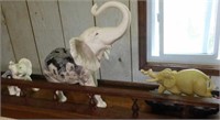 Elephants: 2 ceramic w/ carved Native American