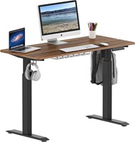 SHW Electric Adjustable Desk  48x24 Inches  Walnut
