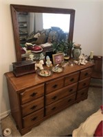 Hardwood Dresser with Mirror (Nice ~ 56"W)