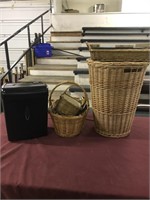 Baskets and paper shredder