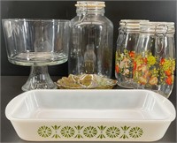 Vintage Glass Canisters, Baking Dish & More