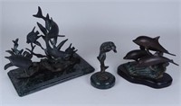 PATINATED BRONZE SEA-LIFE SCULPTURES