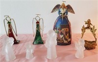 703 - LOT OF 8 DIFFERENT ANGEL FIGURINES, DECOR