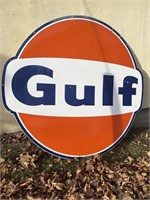 Porcelain Gulf Gas Station Sign