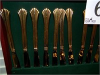 GOLD TONE CAMBRIDGE STAINLESS FLATWARE IN CASE