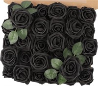 30pcs Real Touch Foam Roses - Black