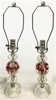 Pair of St. Clair Glass Lamps.