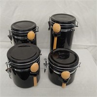 Black Pottery Canisters