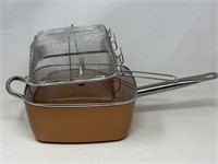 Copper Square pan with frying basket,