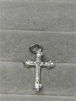 Sterling Silver Etched Cross 925