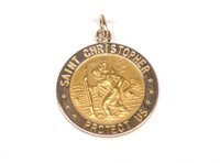 14K Gold St Christopher Necklace Pendant