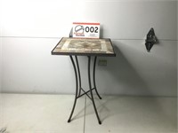 Iron Table Plant Stand w/ Ceramic Top 21" T x 14