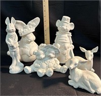 Lot of Ceramic Figures ready for painting! Bambi