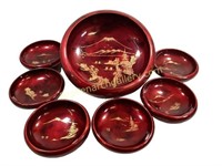 Japanese Red Lacquer Salad Set