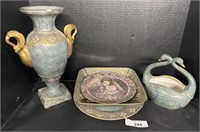 Vintage Swan Decorative Plates, Vase & Planter.