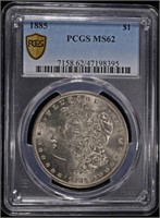 1885 MORGAN DOLLAR PCGS MS-62