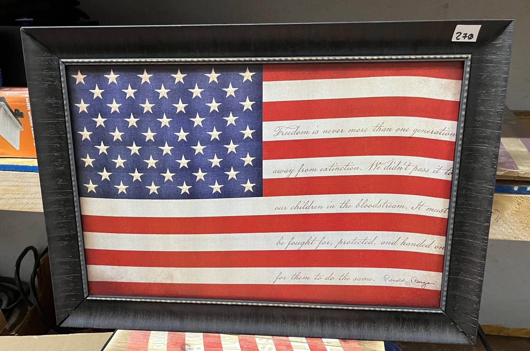 American Flag Canvas Framed Art Work