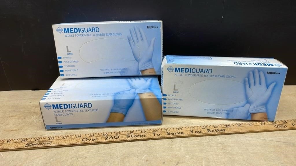 3 Boxes Mediguard Nitrile Gloves (Large)