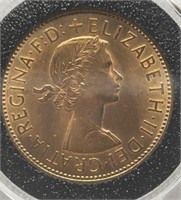 Of) 1966 United Kingdom one penny condition XF