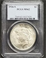 1926-S Peace Silver Dollar PCGS MS62 Slab