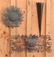 Rusty Metal Wall Decor, Sunflower Candle Holder,