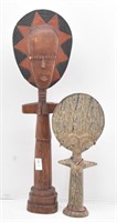 (2) African Wood Carved Fertility Dolls Akuaba