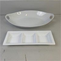 Everyday White Handled Ovla Platter & Rectangle