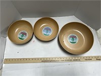 Three-piece Ellinger’s Agatized wood bowls