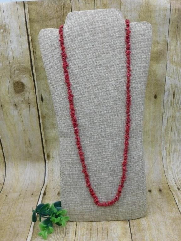 RED CORAL NECKLACE ROCK STONE LAPIDARY SPECIMEN