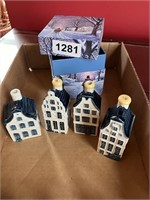4 Dutch Delft Blue KLM Bols Miniature Houses