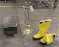 Fire Place Tools, Mailbox & Size 11 Rubber Boots