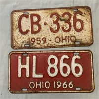 2- Ohio License Plates 1959, 1966