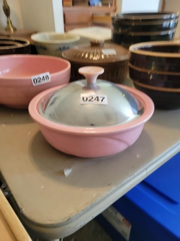 Pink Stoneware Bowl w/ Lid