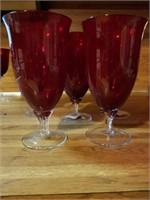 SET OF 6 RED GLASSES