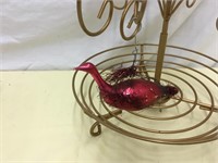 Glass Figural BIRD Wire Wrapped Christmas Ornament
