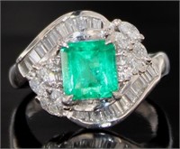 Platinum 2.58 ct Natural Emerald & VS Diamond Ring