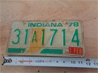 1978  INDIANA LICENSE PLATE