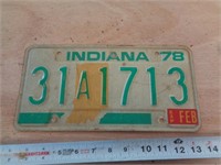 1978  INDIANA LICENSE PLATE