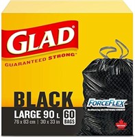 (N) Glad Black Garbage Bags - Large 90 Litres - Fo